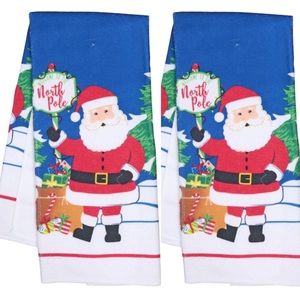 NWT CHRISTMAS SANTA KITCHEN TOWEL SET OF 2